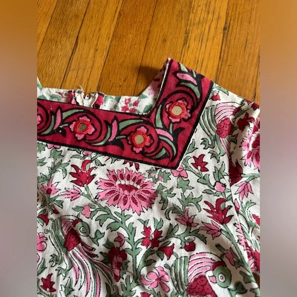 70s Vintage Ramona Rull Bird Print Mirrored Caftan - Picture 5 of 9